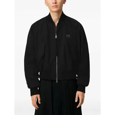 Ami Alexandre Mattiussi Ami Paris Twill Bomber Jacket In Black