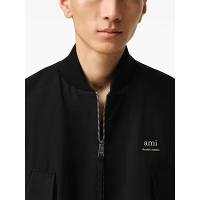 Ami Alexandre Mattiussi Ami Paris Twill Bomber Jacket In Black