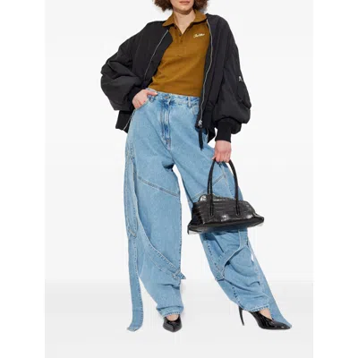 Attico Black Bomber Jacket With Front Zip Closure And One Zipped Pocket On The Sleeve In Tech Fabric Woman In Black