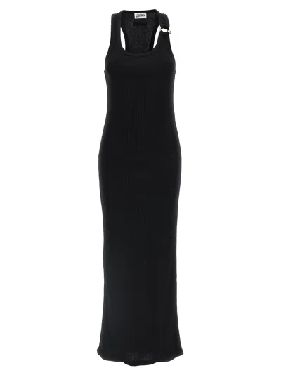 Jean Paul Gaultier Womens Black Ribbed Scoop-neck Cotton-jersey Midi Dress In Black