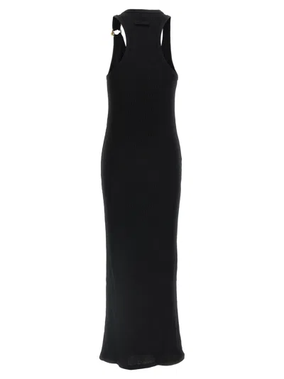 Jean Paul Gaultier Womens Black Ribbed Scoop-neck Cotton-jersey Midi Dress In Black