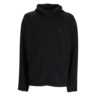 Hugo Boss Active Stretch Zip-up Hoodie In Black