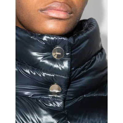 Herno High-collar Navy Quilted Nylon Coat In Blue