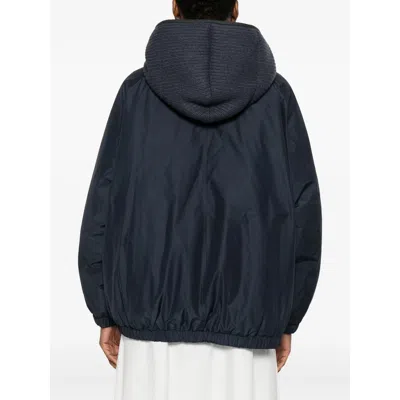 Brunello Cucinelli Hooded Down Jacket In Blue