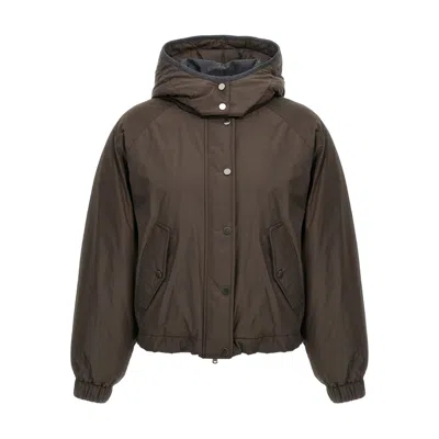 Brunello Cucinelli Cropped Down Jacket Casual Jackets And Parka Brown