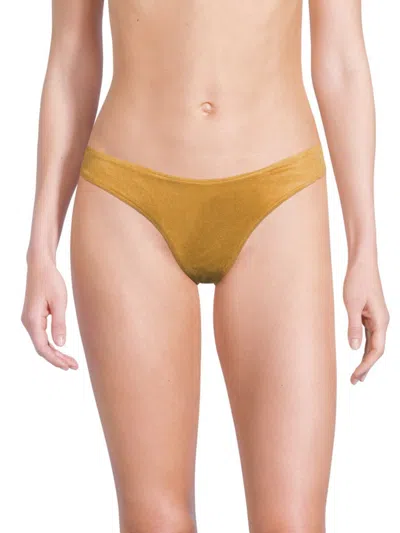 Weworewhat Women's Classic Scoop Suede Bikini Bottom