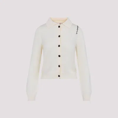 Marni Collared Cotton Knitwear Cardigan In Neutral