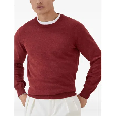 Brunello Cucinelli Cashmere And Silk Crew-neck Sweater In Red