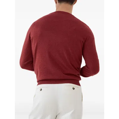 Brunello Cucinelli Cashmere And Silk Crew-neck Sweater In Red