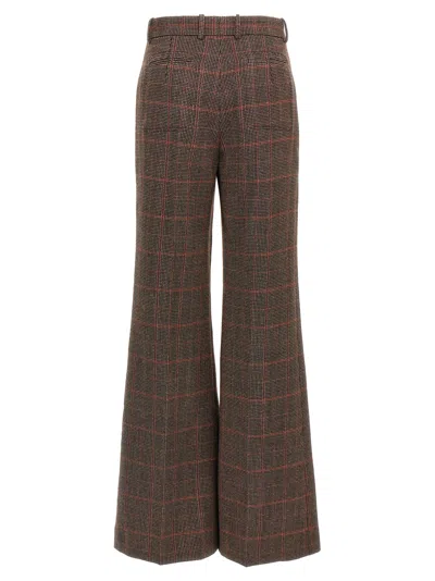 Chloé Check Wool Pants Brown