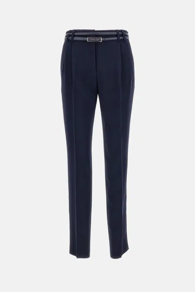 Max Mara Dark Blue Straight Pant In Black