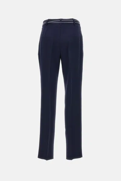 Max Mara Dark Blue Straight Pant In Black
