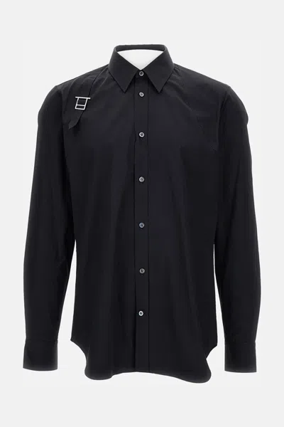 Alexander Mcqueen Metal Detail Long Sleeves Point Collar In Black