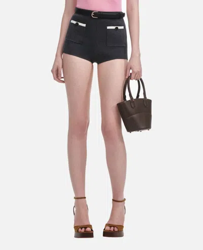 Self-portrait High-waisted Tailored Shorts With Contrasting Pockets In Black