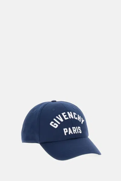 Givenchy Men Baseball Cap With Embroidered Logo In Blue