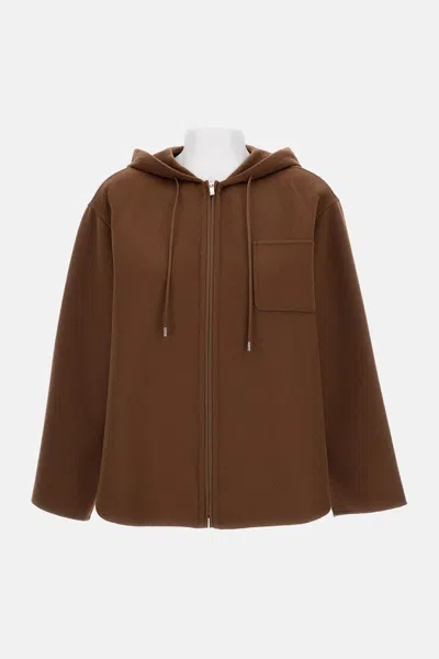 Max Mara Mina Wool And Silk Mix Jacket In Brown
