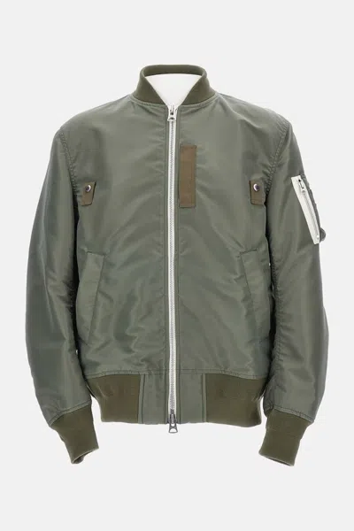 Sacai Khaki Nylon Twill Blouson Bomber Jacket In Green