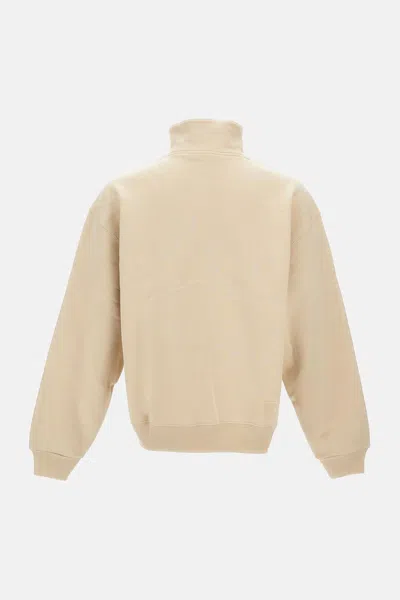 Jacquemus High-collar Cotton Pullover With Half-zip Closure In White