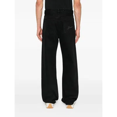 Jacquemus Straight Denim Pants Featuring Belt Loops In Black