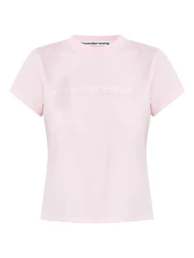 Alexander Wang Cotton Shrunken Logo T-shirt Clothing In Pink