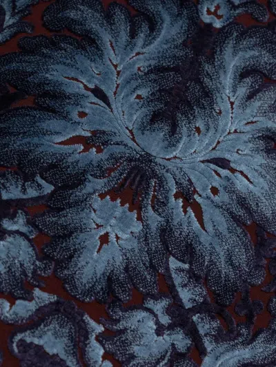 Etro Damask-pattern Velvet Midi Skirt In Blue