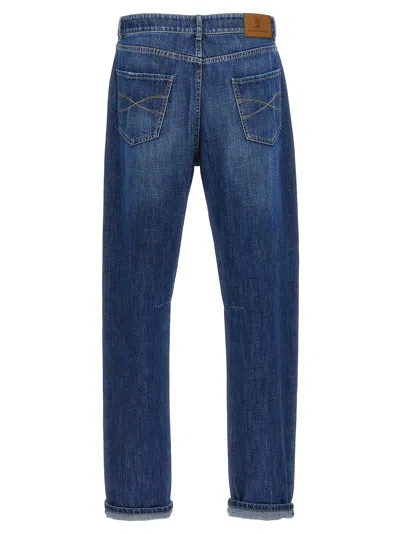 Brunello Cucinelli Denim Jeans With Belt Loops And Contrast Stitching