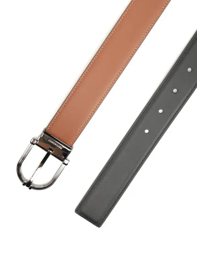 Ferragamo Double Adjustable Classic Round Buckle Belts Brown