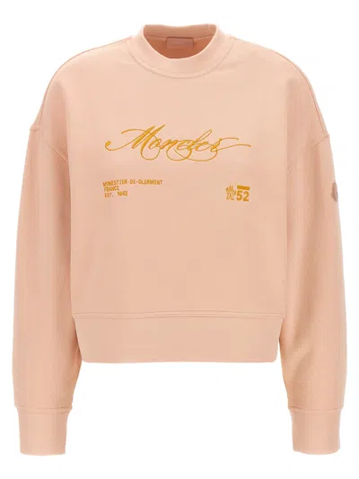 Moncler Crew Neck Embroidered Sweatshirt In Neutral
