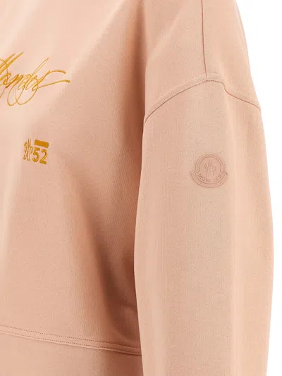 Moncler Crew Neck Embroidered Sweatshirt In Neutral