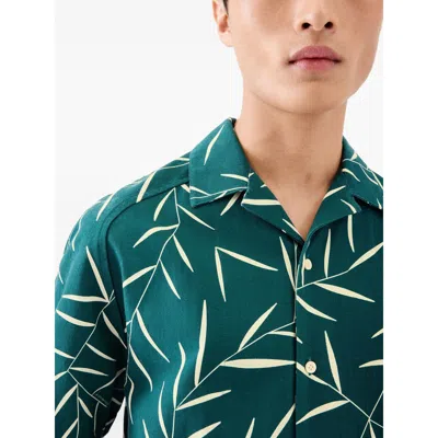 Jacquemus Leaf Print Short Sleeve Shirt With Pocket In Green