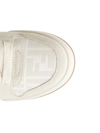 Fendi Match Ff Jacquard And Leather Sneakers In Neutral