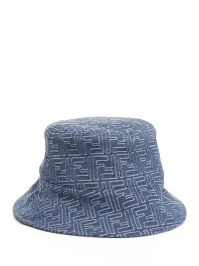 Fendi Ff Jeans Bucket Hats Blue