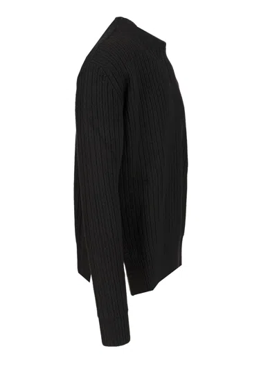 Rick Owens Men Fisherman Round Neck Virgin Wool Sweater In Black