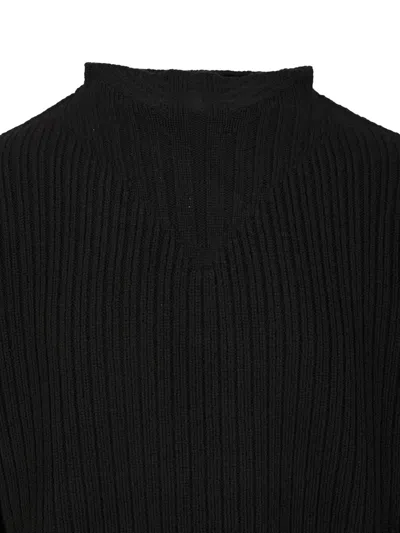 Rick Owens Men Fisherman Round Neck Virgin Wool Sweater In Black