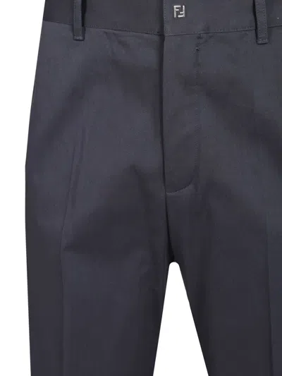 Fendi Gabardine Cigarette Trousers Blue In Blue