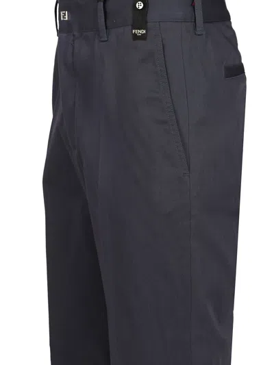 Fendi Gabardine Cigarette Trousers Blue In Blue