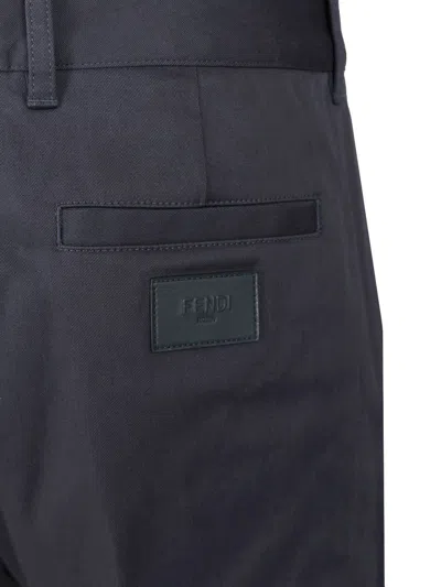 Fendi Gabardine Cigarette Trousers Blue In Blue