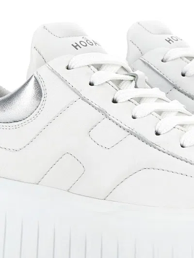 Hogan Striped Leather Lace-up Sneakers With H Detail In White