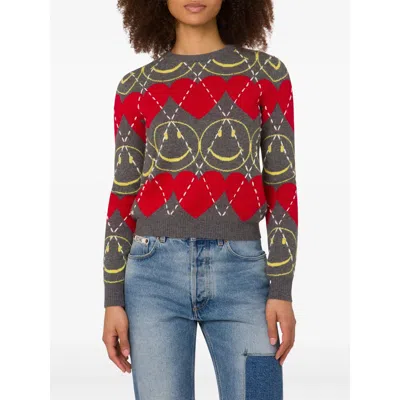 Moschino Wool Blend Pullover Smiley Grey