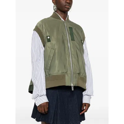 Sacai Waistcoat  Woman Color Green In Green