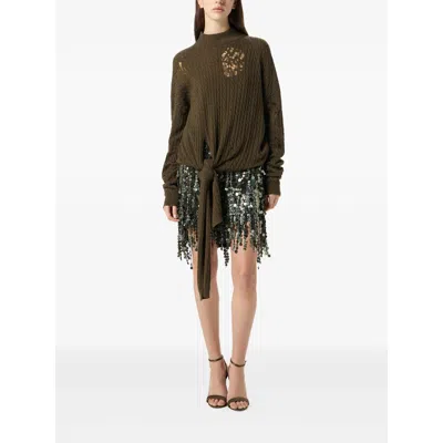 Blumarine Knitwear In Green Polyamide In Brown