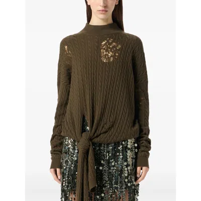 Blumarine Knitwear In Green Polyamide In Brown