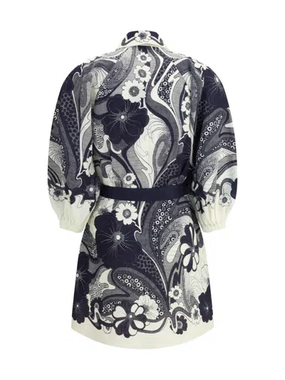 Alemais Womens Navy Mickey Belted Linen Mini Dress In White