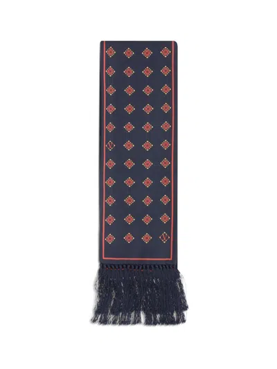 Valentino Modern Silk Scarf Featuring Geometric Pattern In Blue