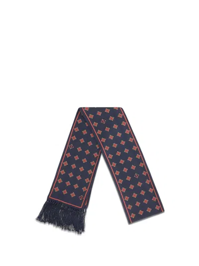 Valentino Modern Silk Scarf Featuring Geometric Pattern In Blue