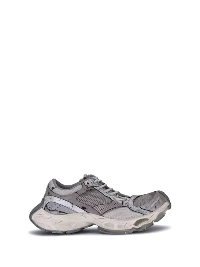 Balenciaga Multicolor Synthetic Leather And Mesh Stapler Sneakers In Gold