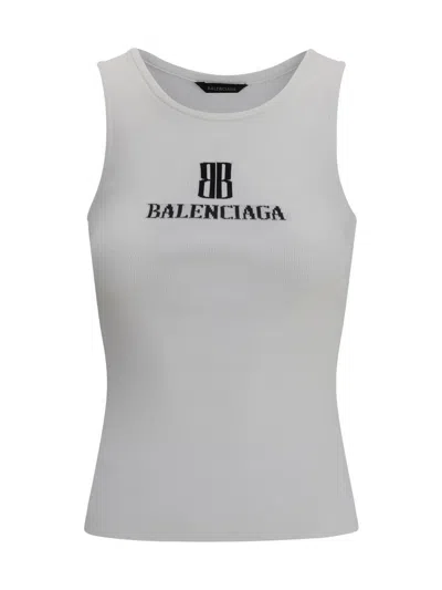 Balenciaga Ribbed Texture Sleeveless Tank Top