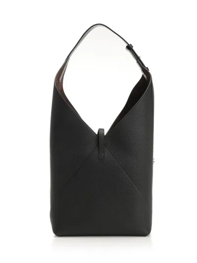Ferragamo Hobo Medium Bag With Gancino Locker Shoulder Bags Black