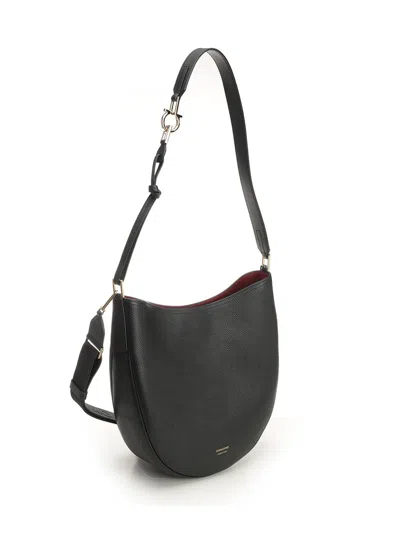 Ferragamo Hobo Smile Medium Bag With Doubel Shoulder Strap Shoulder Bags Black