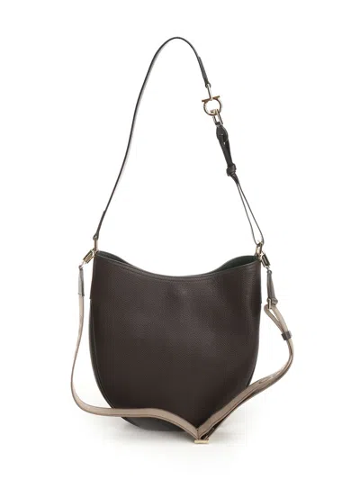Ferragamo Hobo Smile Medium Bag With Doubel Shoulder Strap Shoulder Bags Brown